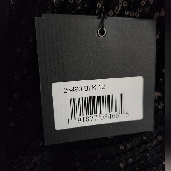 NWT Ieena for Mac Duggal Black Sequined Long Sleeve Gown 12 - Picture 7 of 7